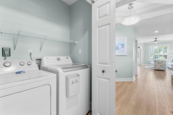 Interior, Recessed Lighting, Utility Closets, Washer, Wood Texture Flooring
