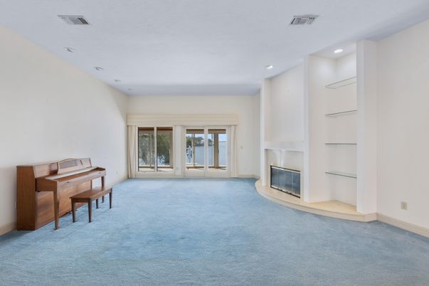 Fireplace, Interior, Piano, Recessed Lighting