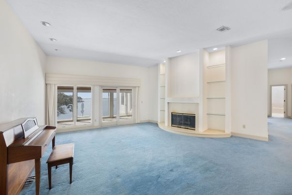 Empty room, Fireplace, Interior, Piano, Recessed Lighting