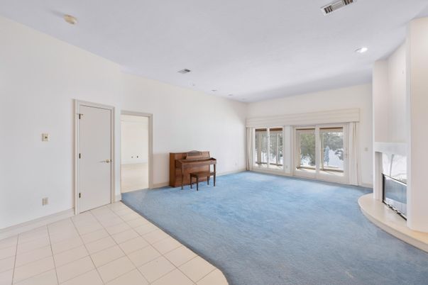 Fireplace, Interior, Piano, Recessed Lighting