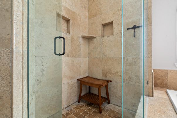 Bathroom, Glass Shower, Interior, Stone Walls
