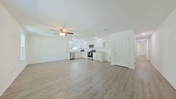 Interior, Kitchen, Recessed Lighting, Wood Texture Flooring