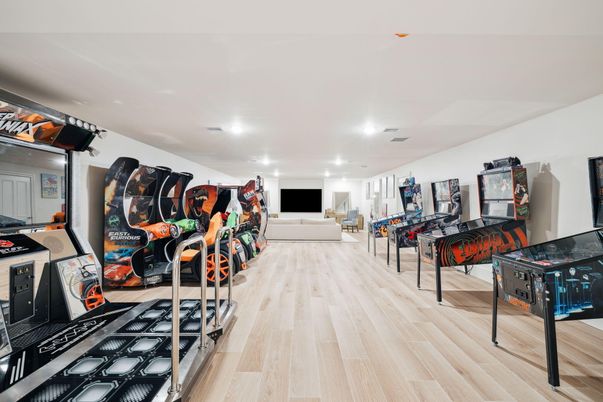 Game Room, Interior, Recessed Lighting, Wood Texture Flooring