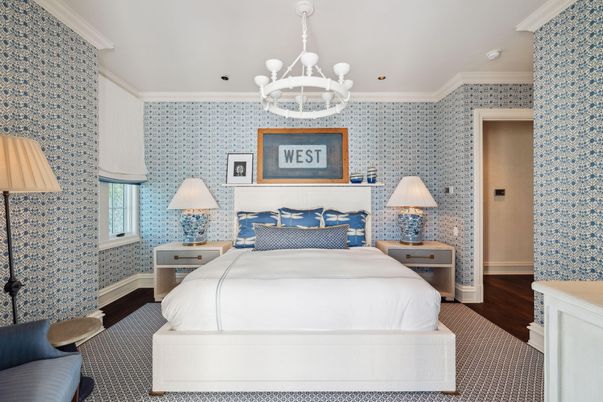 Bedroom, Chandelier, Interior, Wood Texture Flooring