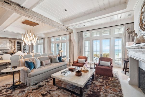 Dining room, Fireplace, Interior, Living room, Pendant Lights