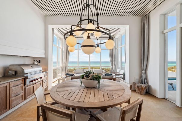 Dining room, Interior, Pendant Lights, Water
