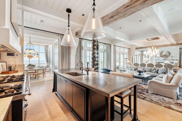 Dining room, Interior, Kitchen, Living room, Pendant Lights, Recessed Lighting, Wooden Beams