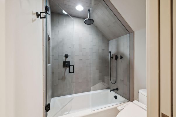Bathroom, Glass Shower, Interior, Recessed Lighting