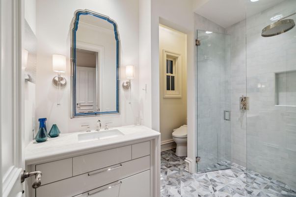 Bathroom, Glass Shower, Interior, Recessed Lighting