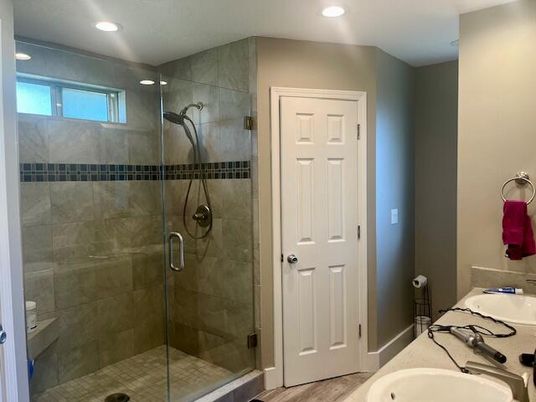 Bathroom, Glass Shower, Interior, Recessed Lighting