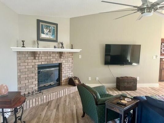 Fireplace, Interior, Living room, Wood Texture Flooring