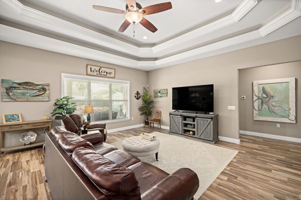 Interior, Living room, Recessed Lighting, Wood Texture Flooring
