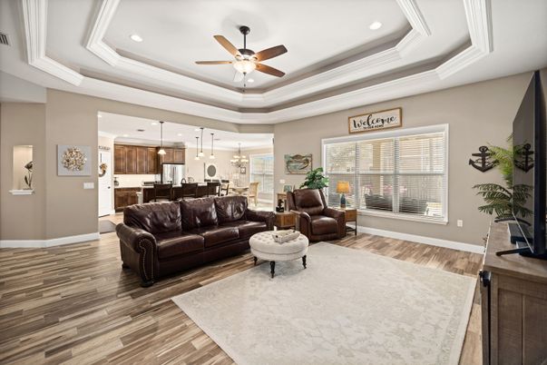 Interior, Kitchen, Living room, Pendant Lights, Recessed Lighting, Wood Texture Flooring