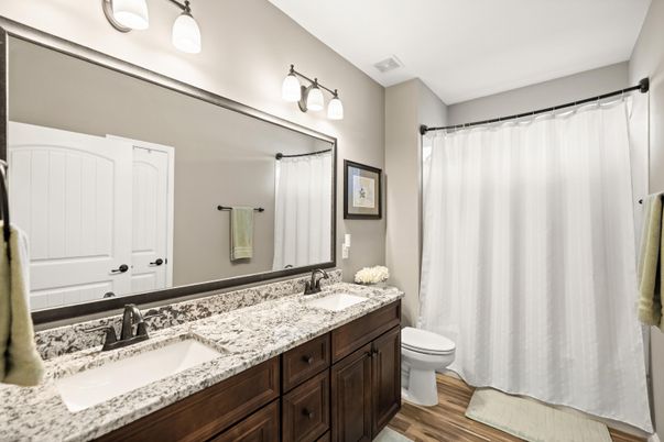 Bathroom, Dual Sink Vanities, Interior, Wood Texture Flooring