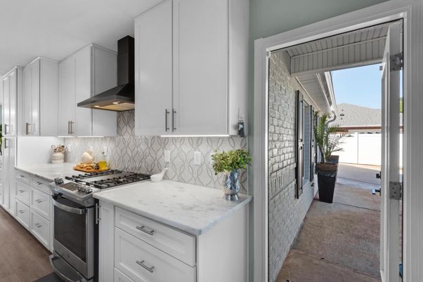 Interior, Kitchen, Stainless Steel Appliances, Wood Texture Flooring