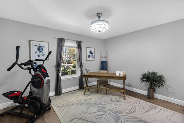 Fitness Equipment, Home Office, Interior, Wood Texture Flooring