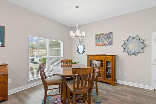 Chandelier, Dining room, Interior, Wood Texture Flooring
