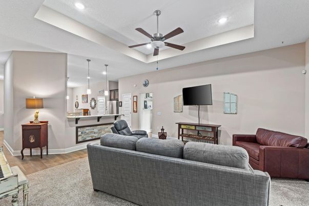 Interior, Kitchen, Living room, Pendant Lights, Recessed Lighting, Stainless Steel Appliances, Wood Texture Flooring