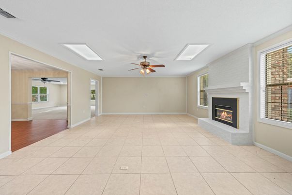 Empty room, Fireplace, Interior, Wood Texture Flooring