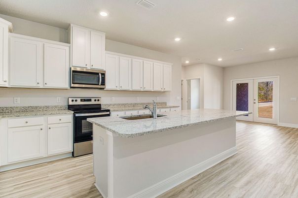 Interior, Kitchen, Recessed Lighting, Wood Texture Flooring