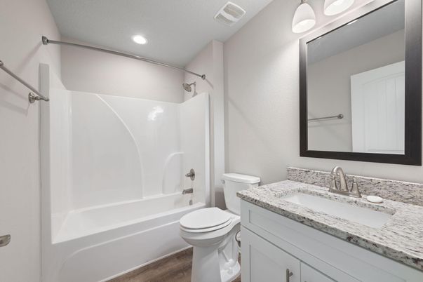 Bathroom, Interior, Recessed Lighting, Wood Texture Flooring