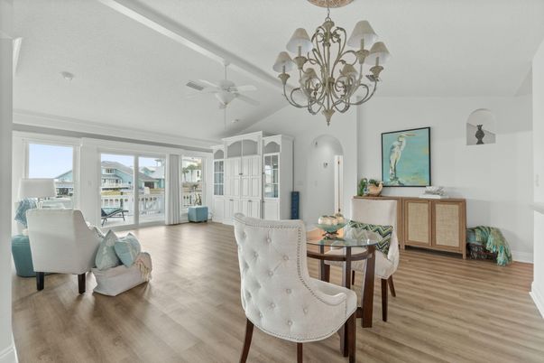 Chandelier, Dining room, Interior, Wood Texture Flooring
