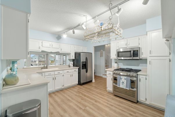 Interior, Kitchen, Stainless Steel Appliances, Wood Texture Flooring