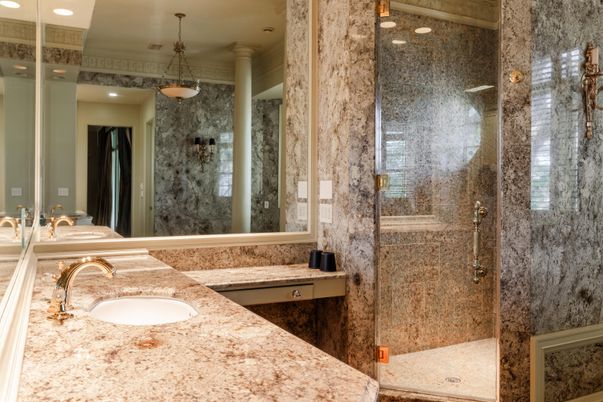 Bathroom, Glass Shower, Interior, Pendant Lights, Recessed Lighting