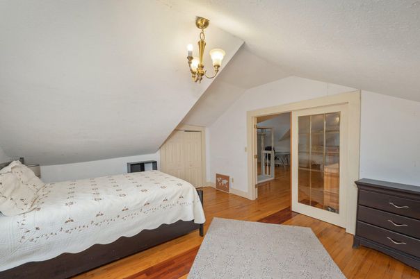 Bedroom, Chandelier, Interior, Wood Texture Flooring