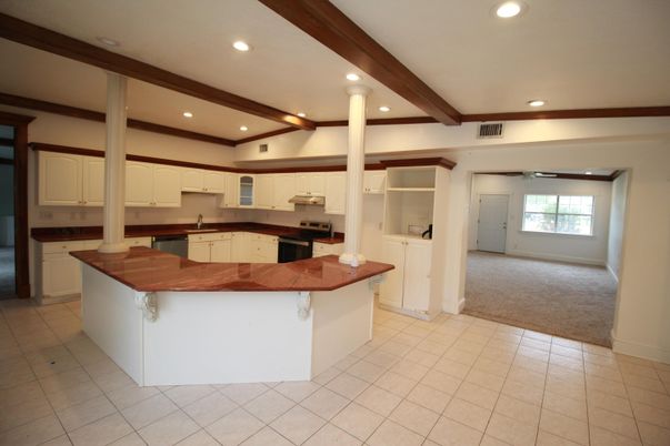 Interior, Kitchen, Recessed Lighting, Wooden Beams