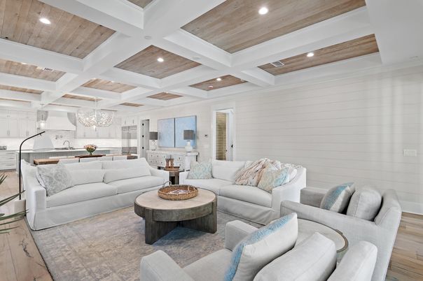 Interior, Kitchen, Living room, Pendant Lights, Recessed Lighting, Wooden Ceilings, Wood Texture Flooring
