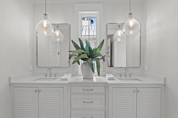 Bathroom, Dual Sink Vanities, Interior, Pendant Lights