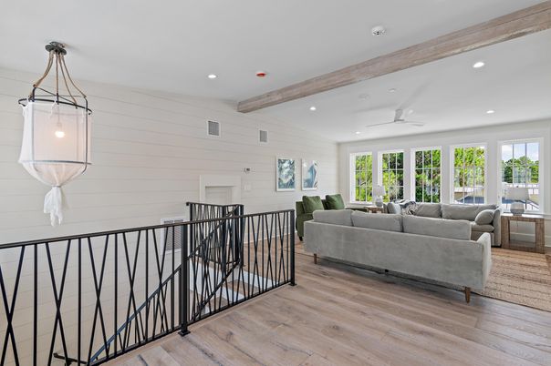 Interior, Living room, Pendant Lights, Recessed Lighting, Wooden Beams, Wood Texture Flooring