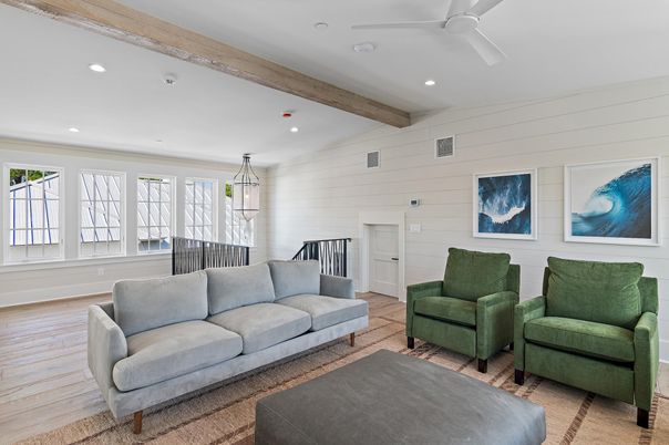 Dining room, Interior, Living room, Pendant Lights, Recessed Lighting, Wooden Beams, Wood Texture Flooring