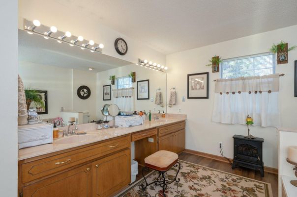 Bathroom, Dual Sink Vanities, Interior, Wood Texture Flooring