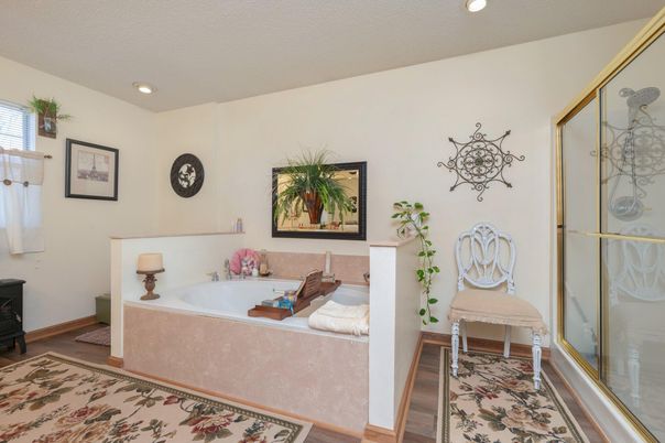 Bathroom, Interior, Recessed Lighting, Wood Texture Flooring