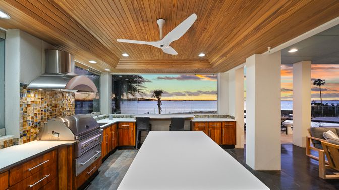 Interior, Kitchen, Recessed Lighting, Water, Wooden Ceilings