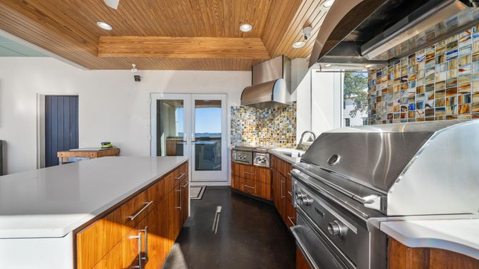 Interior, Kitchen, Recessed Lighting, Stainless Steel Appliances, Wooden Ceilings
