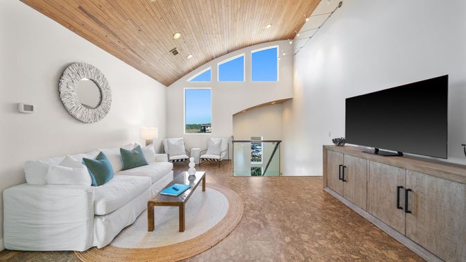 Interior, Living room, Recessed Lighting, Wooden Ceilings