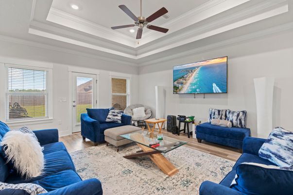 Interior, Living room, Recessed Lighting, Wood Texture Flooring