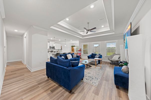 Interior, Kitchen, Living room, Pendant Lights, Recessed Lighting, Stainless Steel Appliances, Wood Texture Flooring