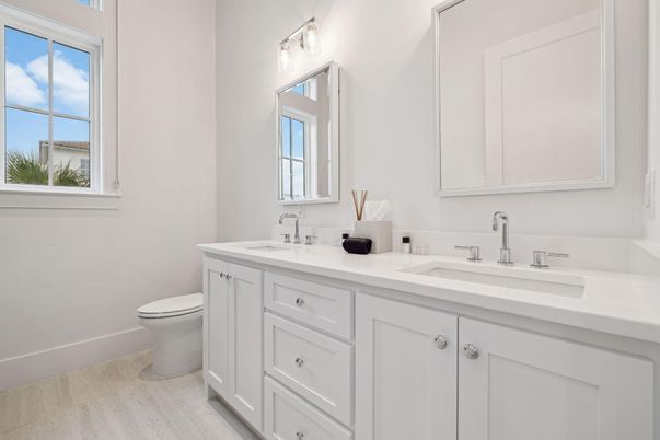 Bathroom, Dual Sink Vanities, Interior, Wood Texture Flooring