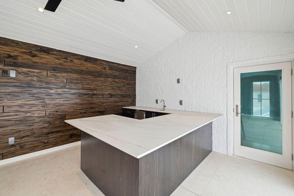 Interior, Kitchen, Recessed Lighting, Wooden Walls