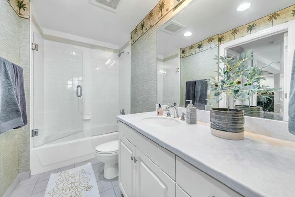 Bathroom, Dual Sink Vanities, Glass Shower, Interior, Recessed Lighting