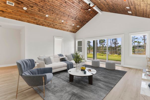 Interior, Living room, Recessed Lighting, Wooden Ceilings, Wood Texture Flooring