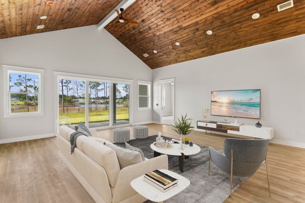 Interior, Living room, Recessed Lighting, Wooden Ceilings, Wood Texture Flooring