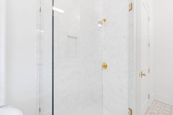 Bathroom, Glass Shower, Interior, Marble Walls