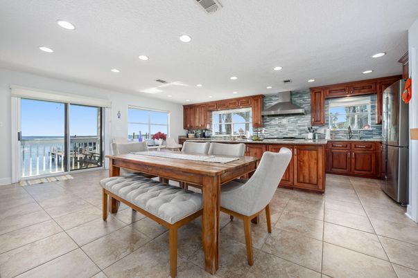 Dining room, Interior, Kitchen, Recessed Lighting, Stainless Steel Appliances, Water