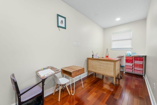 Home Office, Interior, Recessed Lighting, Wood Texture Flooring