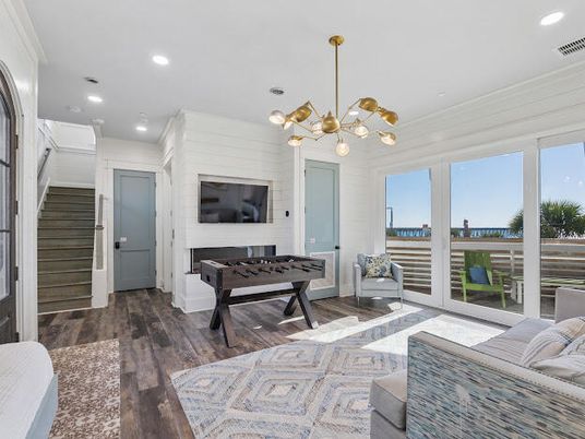Game Room, Interior, Pendant Lights, Recessed Lighting, Wood Texture Flooring